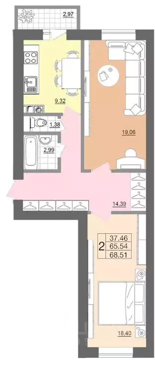 2-к кв. Смоленская область, Смоленск Вяземская ул., 34В (68.51 м) - Фото 0