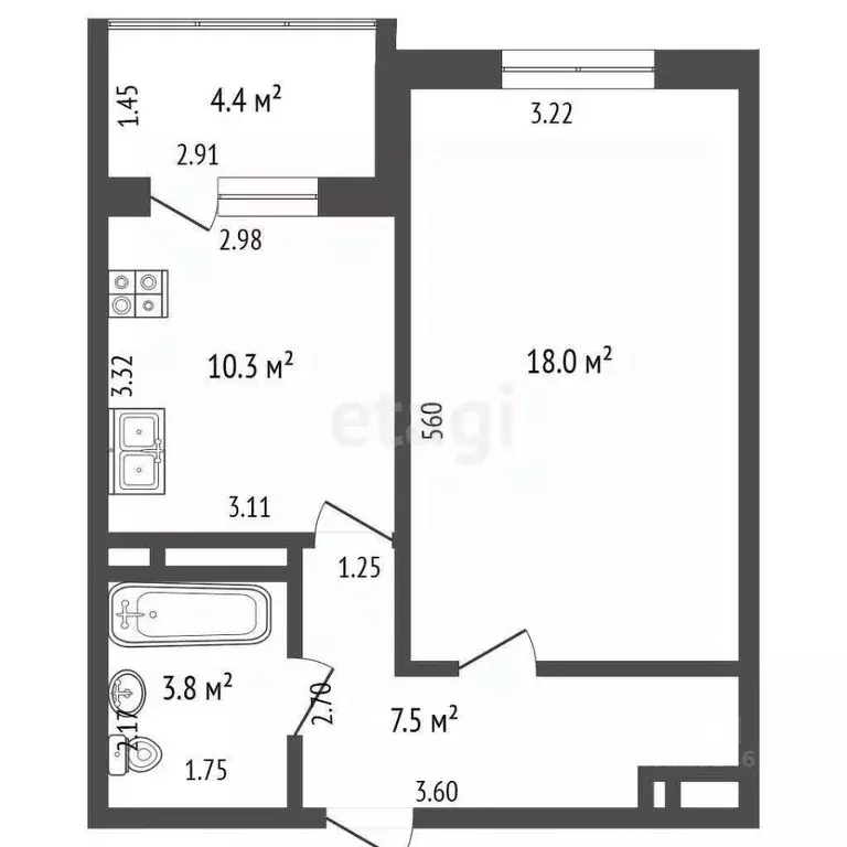 1-к кв. Краснодарский край, Краснодар Уральская ул., 75к1 (39.6 м) - Фото 0