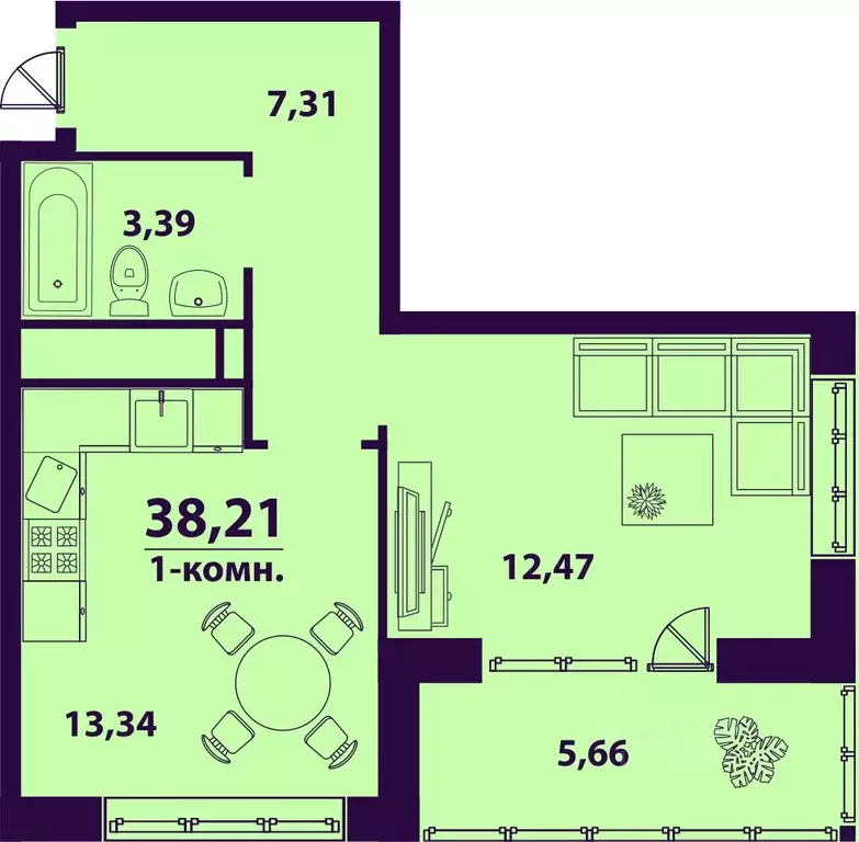 1-к кв. Ульяновская область, Ульяновск ул. Врача Михайлова (38.21 м) - Фото 1