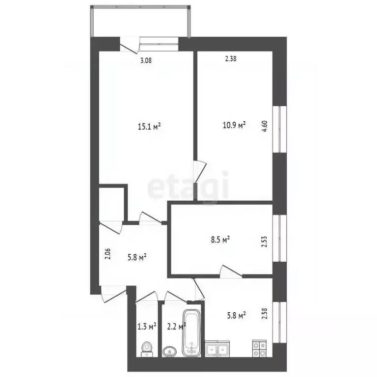 2-к кв. Забайкальский край, Чита ул. Онискевича, 10 (50.4 м) - Фото 1