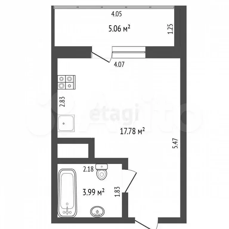 Квартира-студия, 22,8 м, 16/18 эт. - Фото 0