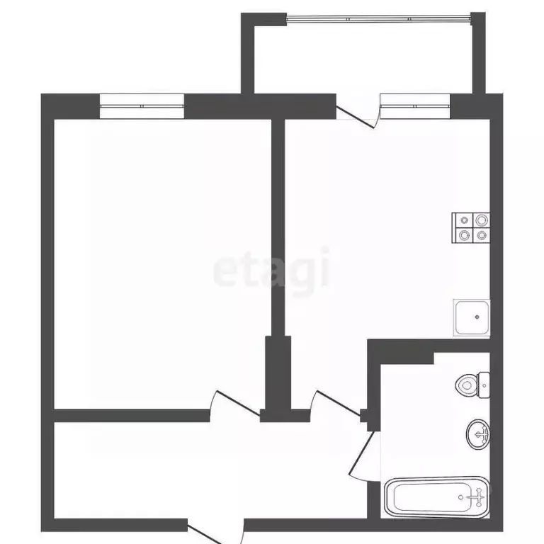 1-к кв. Тюменская область, Тюмень ул. Андрея Бушуева, 2 (34.2 м) - Фото 2