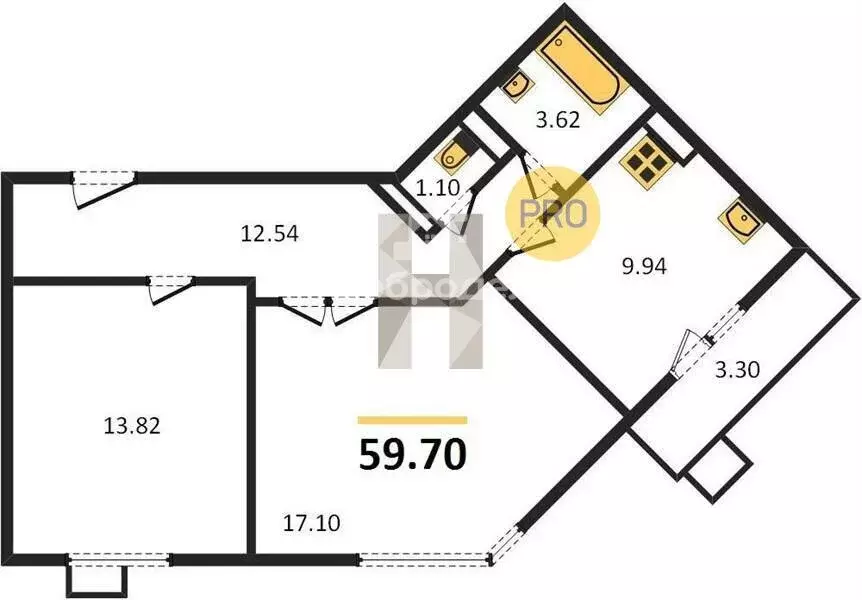 2-комнатная квартира: анапа, улица крылова, 13к1 (60 м) - Фото 0