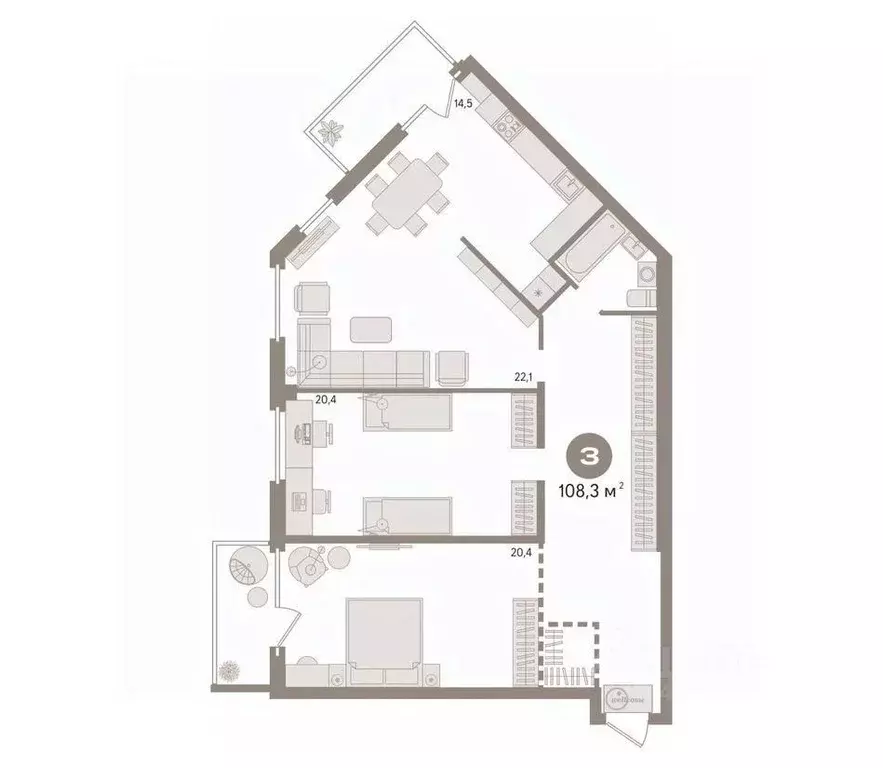 2-к кв. Ханты-Мансийский АО, Сургут Университетская ул., 21 (108.3 м) - Фото 2