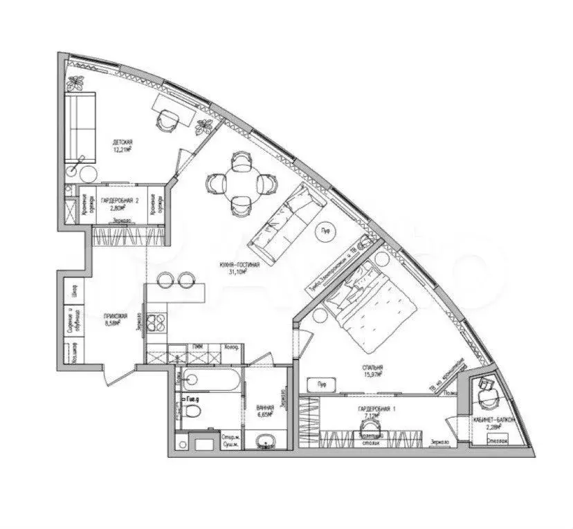 2-к. квартира, 90 м, 6/13 эт. - Фото 0