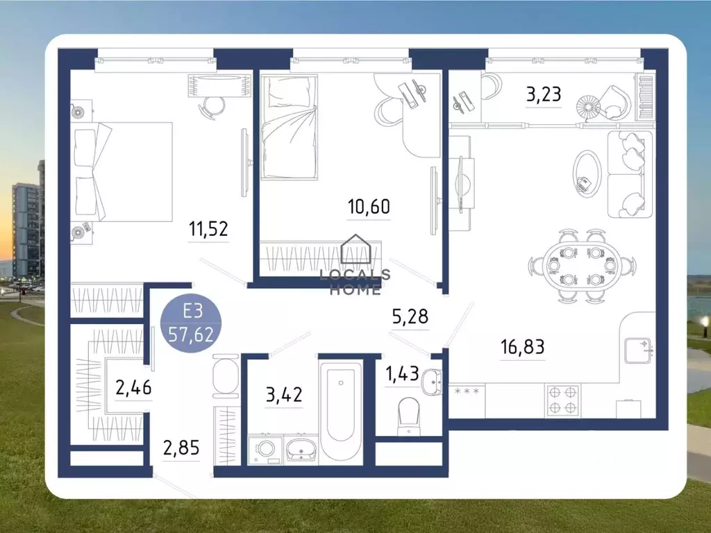2-к кв. Рязанская область, Рязанский муниципальный округ, с. Дядьково ... - Фото 1