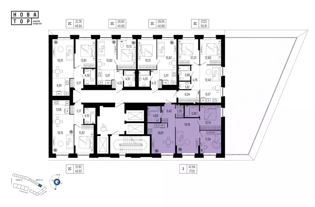 3-к кв. Башкортостан, Уфа Глумилино-1 мкр, Новатор жилой комплекс ... - Фото 2