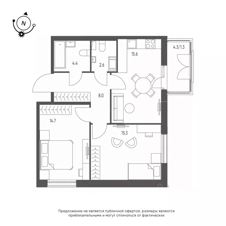 2-к кв. Омская область, Омск Зеленая река мкр, 13 (61.9 м) - Фото 0