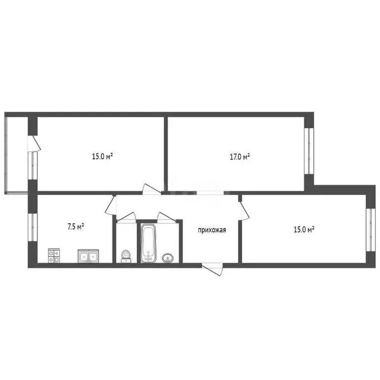 3-комнатная квартира: Майкоп, улица Чкалова, 73 (62.7 м) - Фото 0