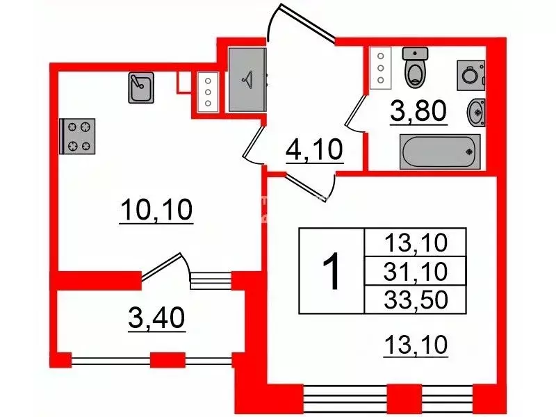 1-к кв. Санкт-Петербург Манчестерская ул., 3 (31.1 м) - Фото 1