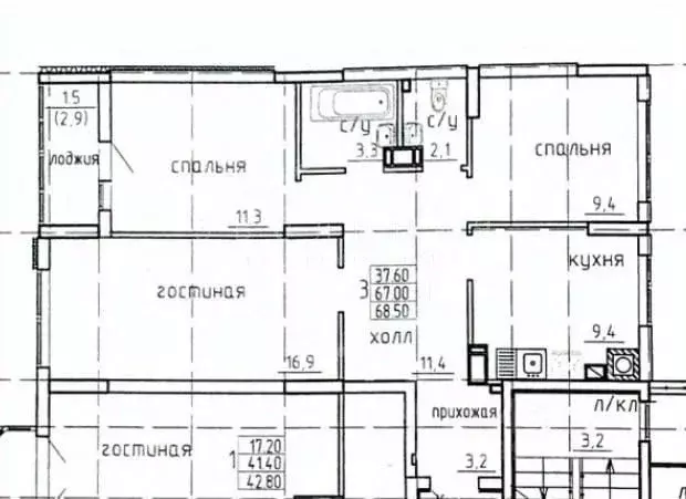 3-к кв. Калининградская область, Калининград Тихорецкая ул., 22 (68.5 ... - Фото 2