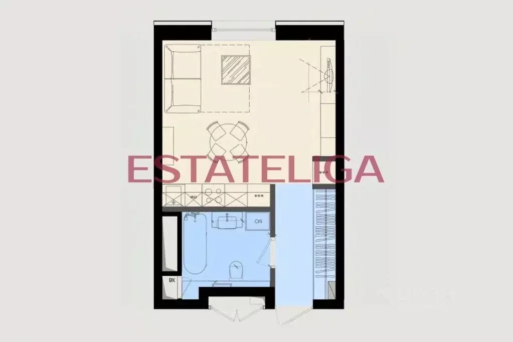Студия Москва Большая Филевская ул., 4 (30.0 м) - Фото 2