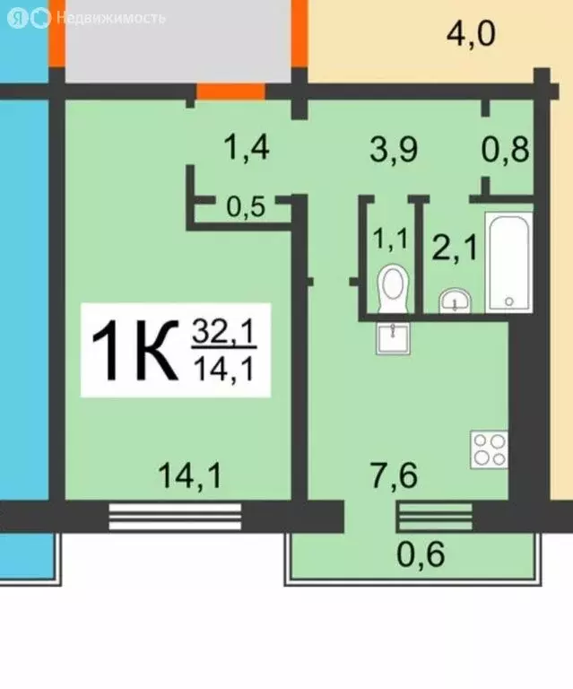 1-комнатная квартира: Дзержинск, улица Будённого, 21 (31.5 м) - Фото 1