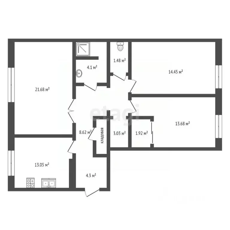 3-к кв. Калининградская область, Калининград Орудийная ул., 1А (86.4 ... - Фото 2
