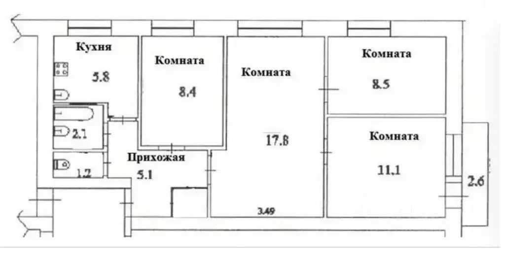 4-к кв. Московская область, Пушкино ул. Тургенева, 6 (61.4 м) - Фото 0