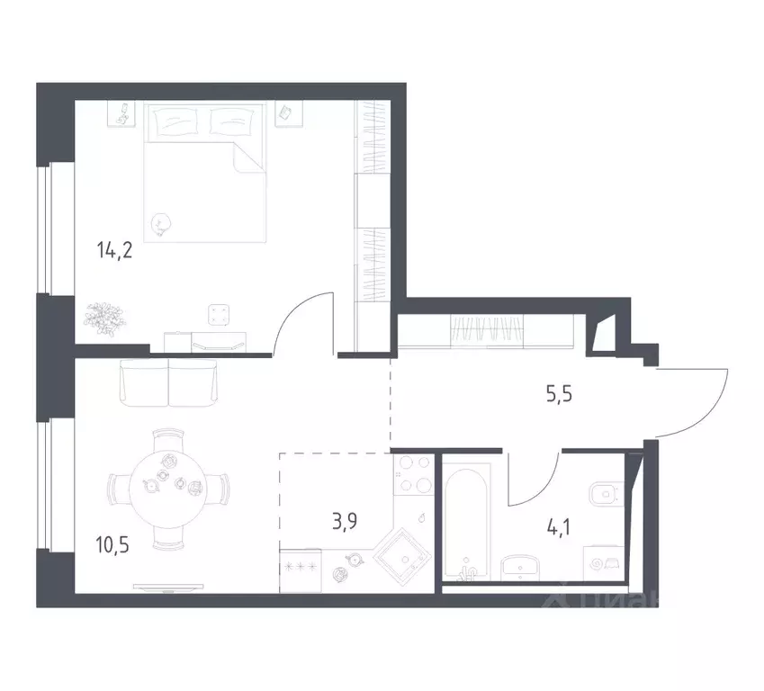 1-к кв. Москва Верейская 41 жилой комплекс, 3.1 (38.09 м) - Фото 1