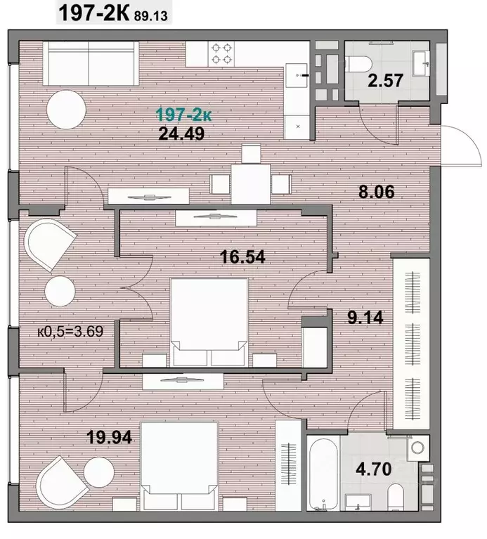 2-к кв. Калининградская область, Зеленоградск ул. Гагарина (88.6 м) - Фото 1