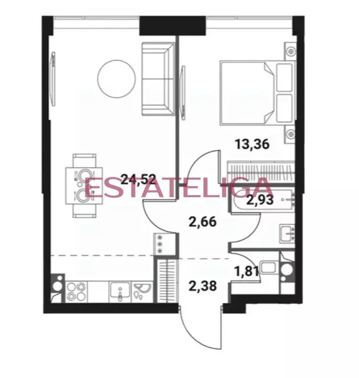 1-к кв. Москва Инноватор жилой комплекс, кБ (48.2 м) - Фото 2