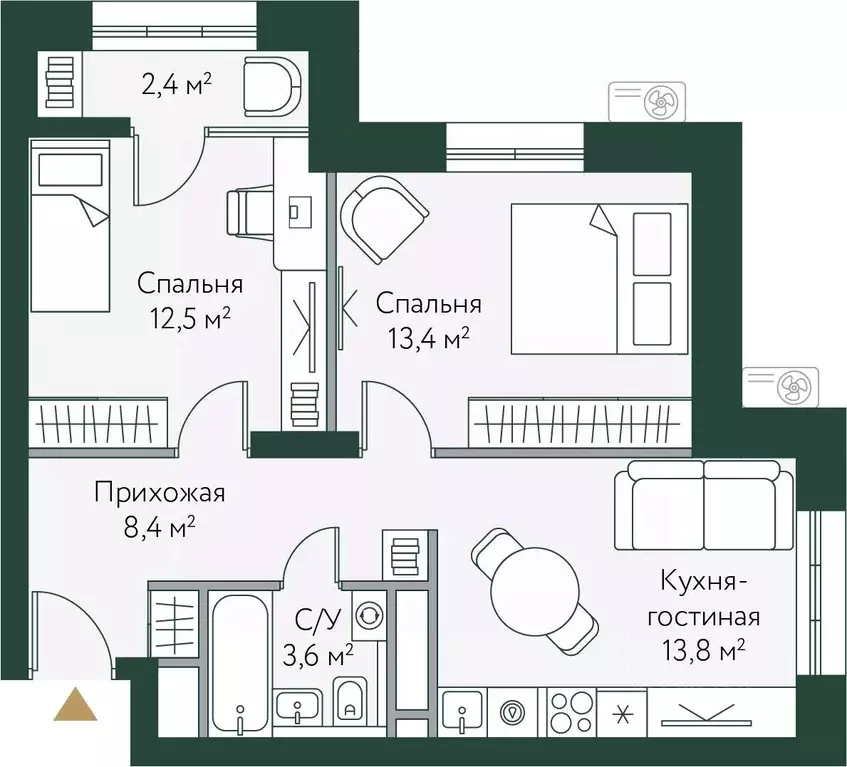 2-к кв. Волгоградская область, Волгоград Новосибирская ул., 74 (54.1 ... - Фото 0