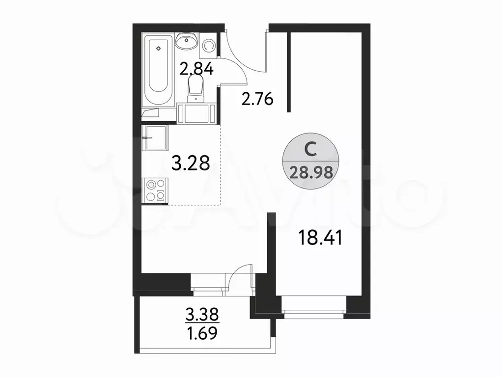 Квартира-студия, 29 м, 8/17 эт. - Фото 0