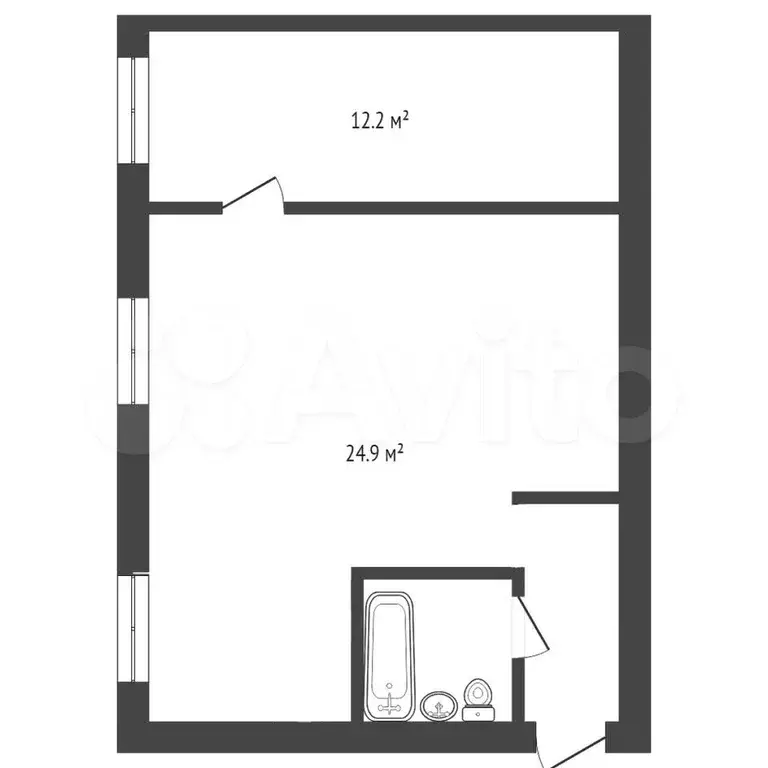 2-к. квартира, 43,1 м, 2/4 эт. - Фото 0