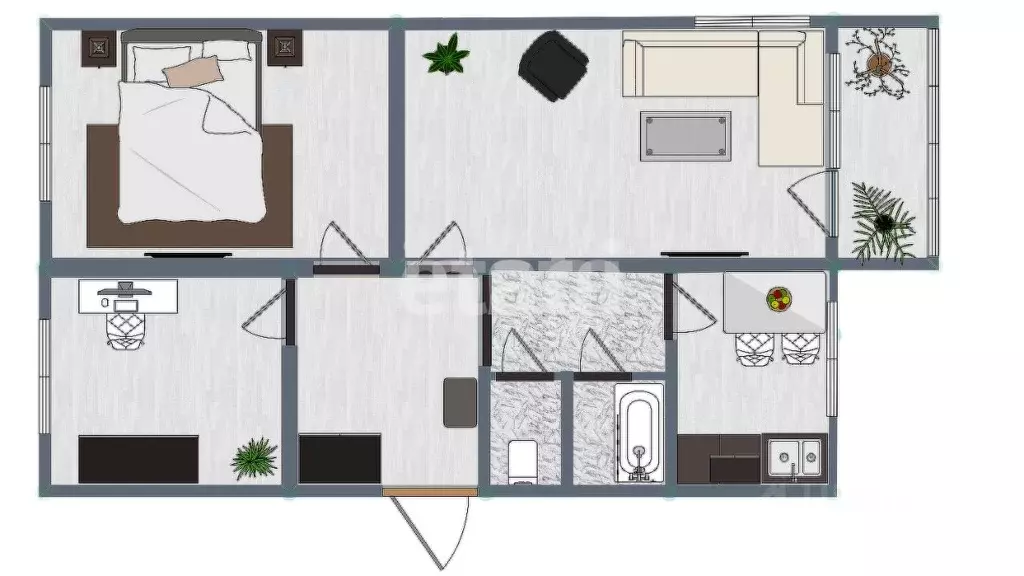 3-к кв. Сахалинская область, Южно-Сахалинск Вокзальная ул., 5 (62.0 м) - Фото 2