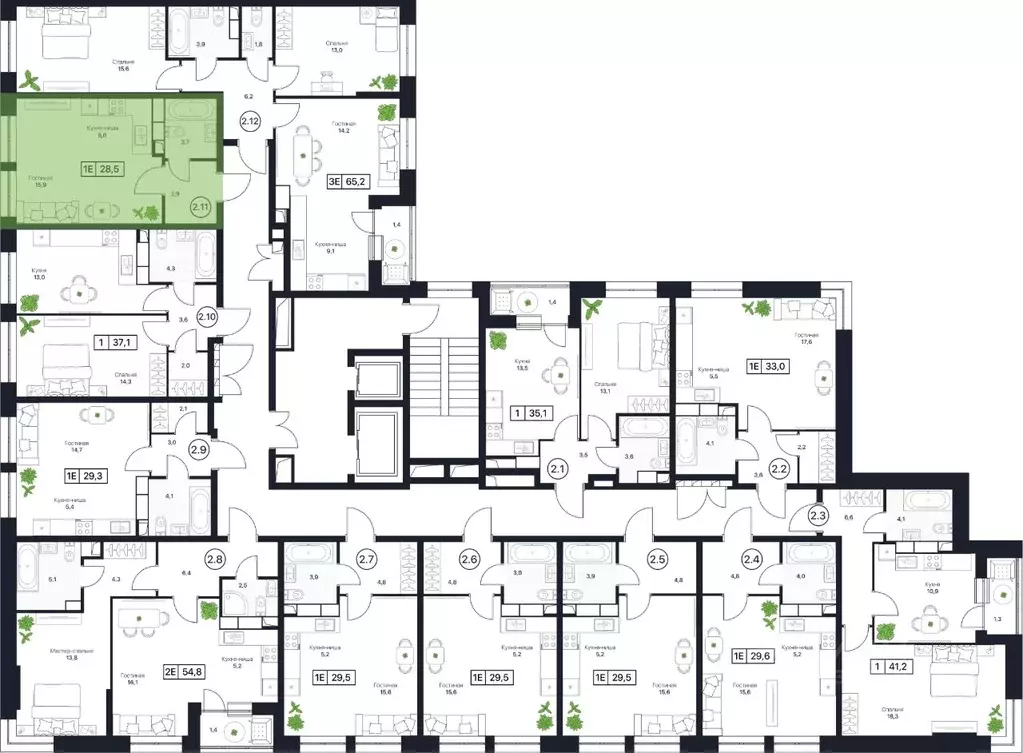 Студия Московская область, Пушкино Пушкино Град жилой комплекс (28.3 ... - Фото 2