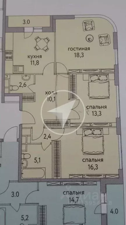 3-к кв. Москва ш. Энтузиастов, 1к1 (85.0 м) - Фото 1