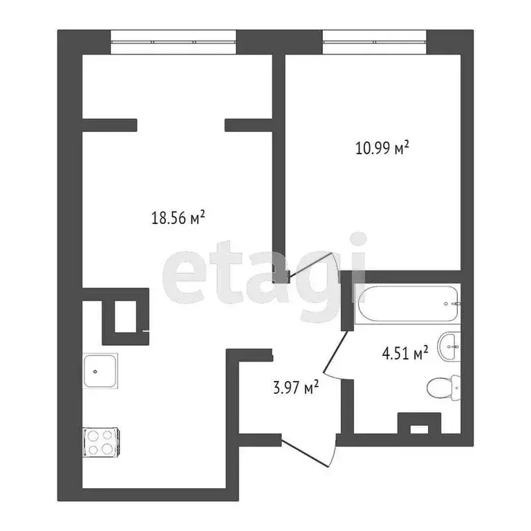 1-комнатная квартира: Тюмень, улица Газовиков, 73к4 (39.7 м) - Фото 1