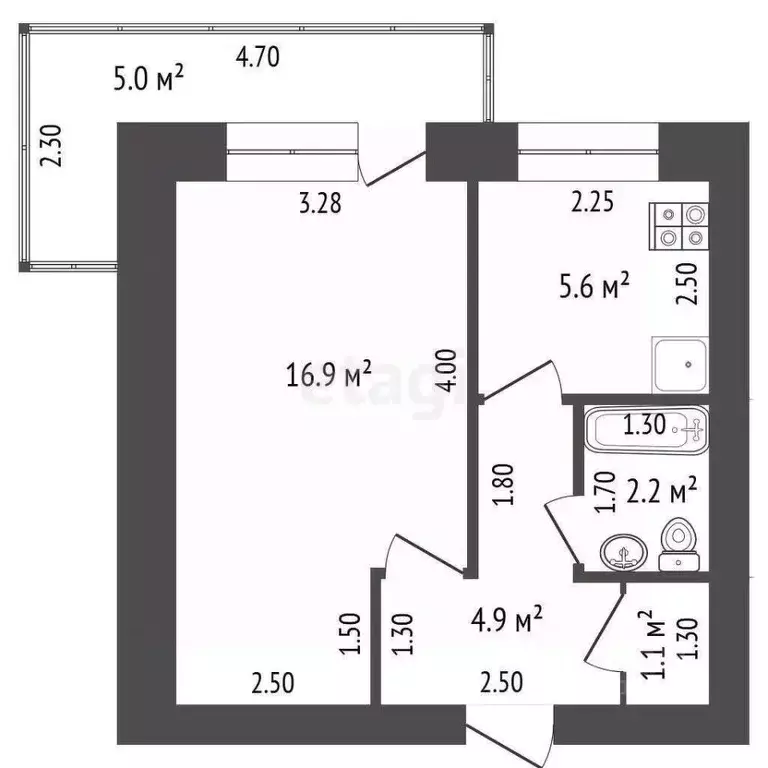 1-к кв. Саха (Якутия), Якутск ул. Горького, 98 (30.7 м) - Фото 1