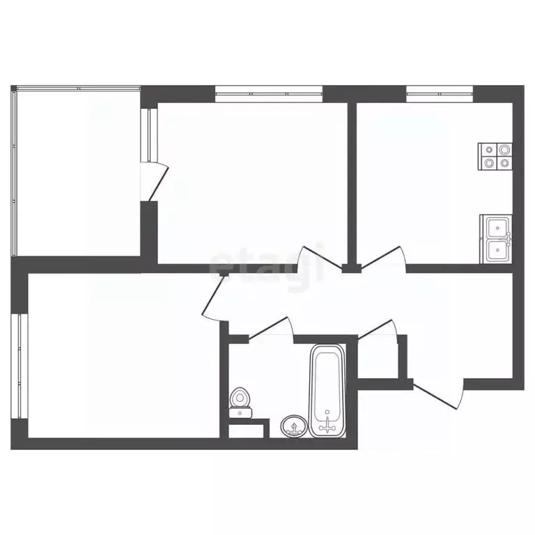 2-к кв. Москва Строительный проезд, 9к1 (46.2 м) - Фото 2