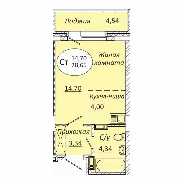 Студия Новосибирская область, Новосибирск 2-я Воинская ул., 51 (28.65 ... - Фото 0