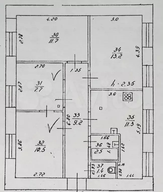 4-к. квартира, 67,5 м, 1/2 эт. - Фото 0