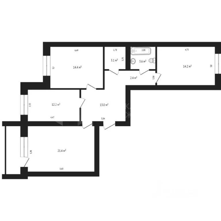 3-к кв. Тюменская область, Тюмень ул. Самарцева, 3 (84.3 м) - Фото 1