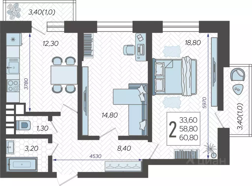 2-к кв. Краснодарский край, Краснодар 9-й километр мкр, ул. ... - Фото 1
