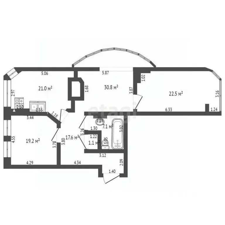 3-к кв. Самарская область, Самара Чапаевская ул., 205 (123.9 м) - Фото 2