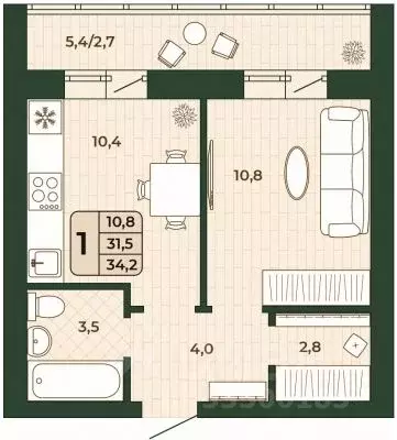1-к кв. Самарская область, Волжский район, Смышляевка городское ... - Фото 1