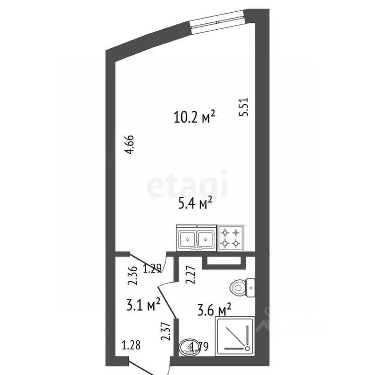 Студия Санкт-Петербург наб. Миклухо-Маклая, 3к1 (22.3 м) - Фото 0