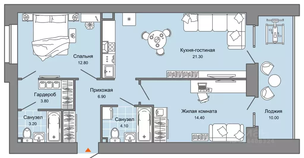 2-к кв. Пермский край, Пермь ул. Дзержинского, 31Б (72.0 м) - Фото 2