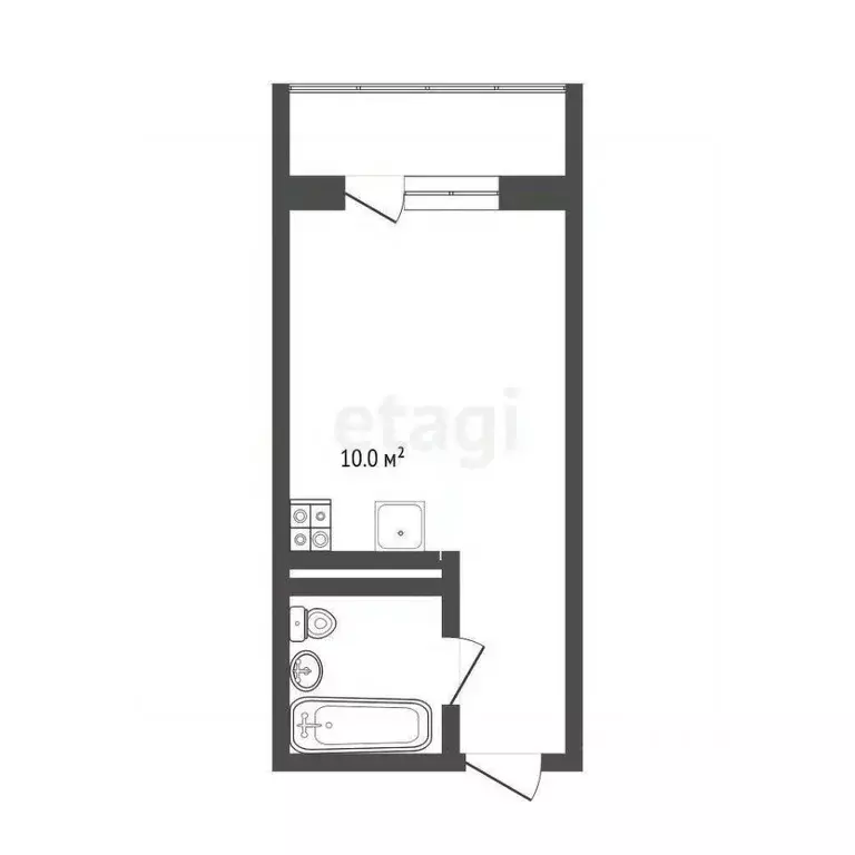 Студия Тюменская область, Тюмень ул. Тимофея Чаркова, 28 (25.0 м) - Фото 2