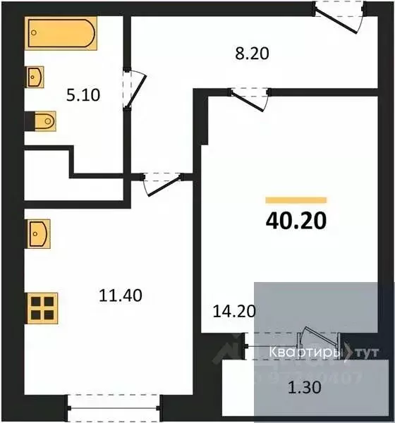 1-к кв. Воронежская область, Воронеж ул. Шишкова, 140Б/17 (40.2 м) - Фото 0