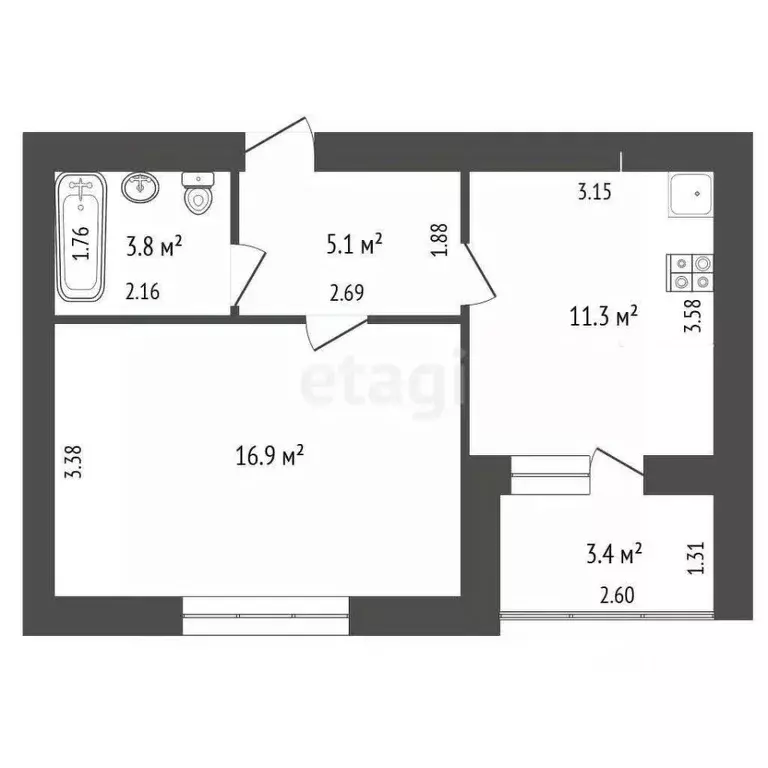 1-к кв. Башкортостан, Стерлитамакский район, Отрадовский сельсовет, с. ... - Фото 2