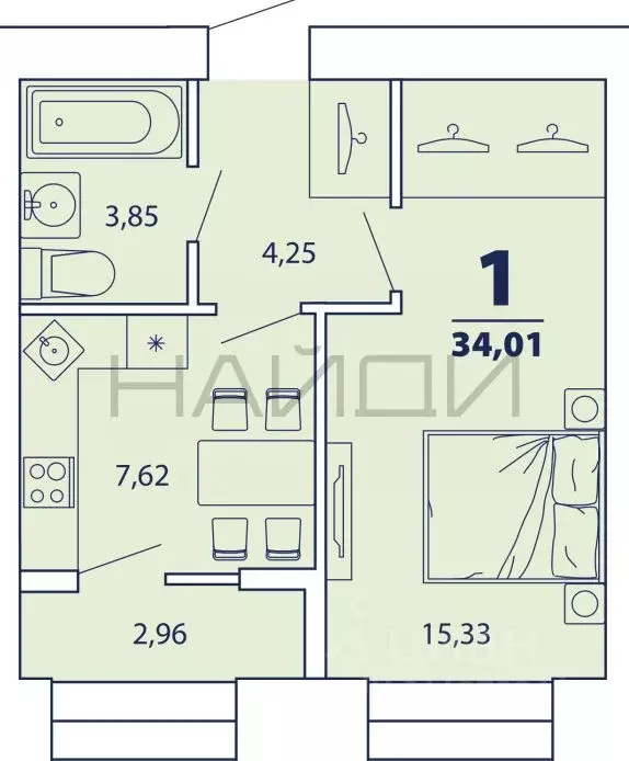 1-к кв. Рязанская область, Рязань Интернациональная ул., 1 (34.01 м) - Фото 0