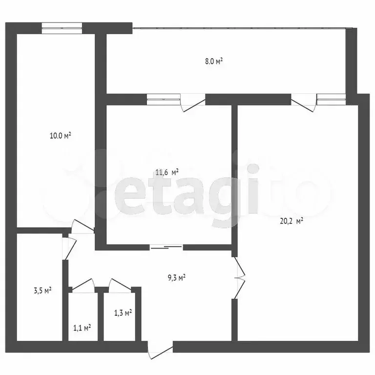 2-к. квартира, 52,2 м, 3/3 эт. - Фото 0