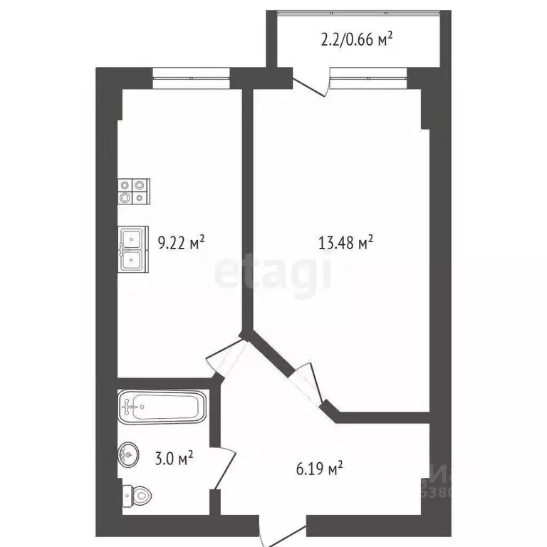 1-к кв. Ростовская область, Аксай ул. Платова, 101А (33.0 м) - Фото 1