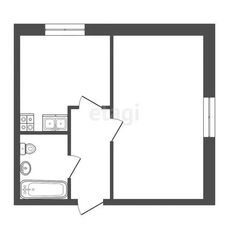 1-комнатная квартира: Туринск, Пушкинская улица, 6 (34.7 м) - Фото 1