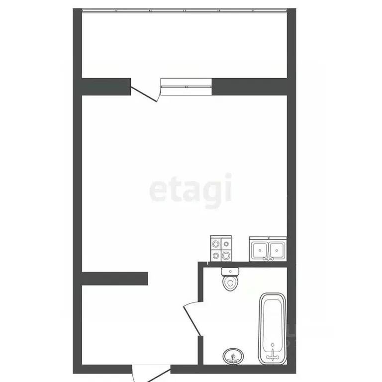Студия Тюменская область, Тюмень Тарманы мкр, ул. Маршака, 7 (23.9 м) - Фото 2