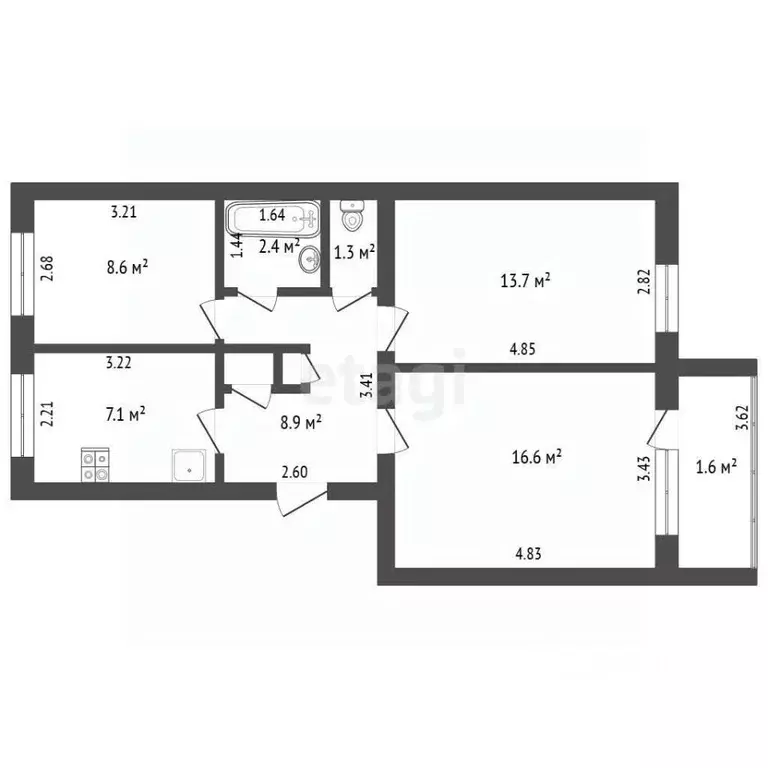 3-к кв. Забайкальский край, Чита ул. Матвеева, 35 (58.6 м) - Фото 1