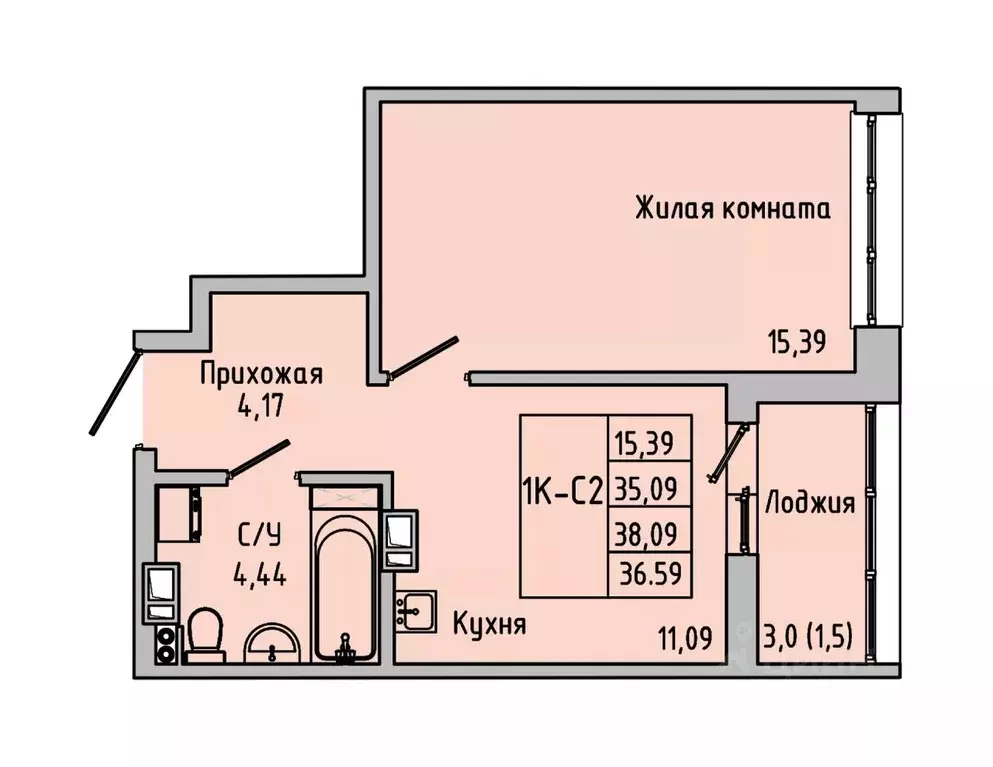 1-к кв. Ростовская область, Батайск ул. Луначарского, 180А (36.59 м) - Фото 0