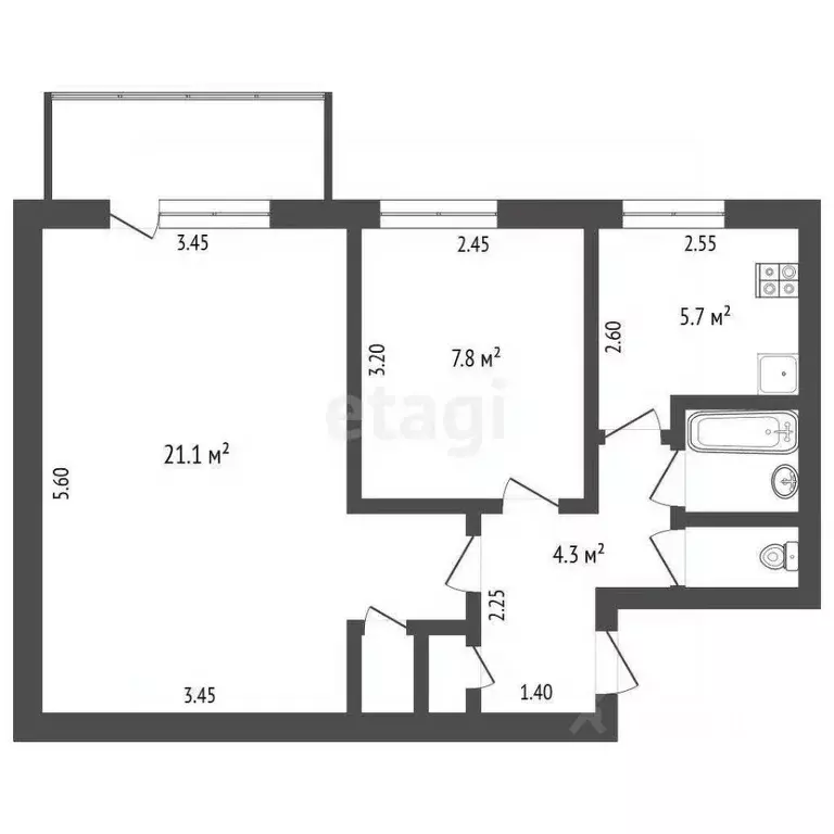 2-к кв. Крым, Симферополь ул. Никанорова (42.0 м) - Фото 2